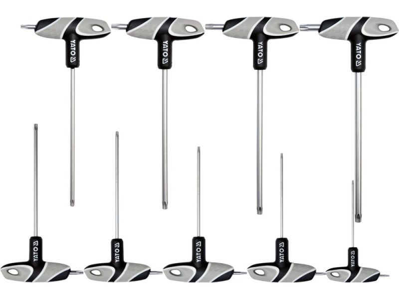 Набір ключів TORX SECUR Т-подібних з рукояткою YATO YT-05615, 9 шт
