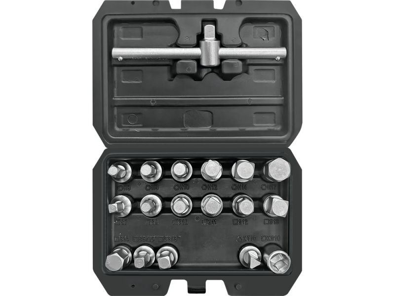 Набір ключів для зливних пробок YATO YT-0599, 18 шт, CrV, привід 3/8"