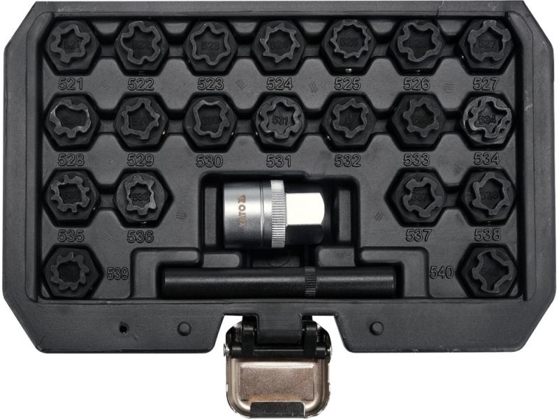 Набір головок для секретних болтів VW 1/2" YATO YT-060305, 22 предмети, CrMo