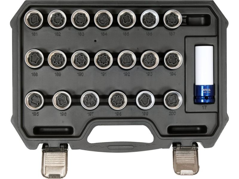 Набор головок для секретных болтов Opel 1/2" YATO YT-060306, 21 предмет, CrMo