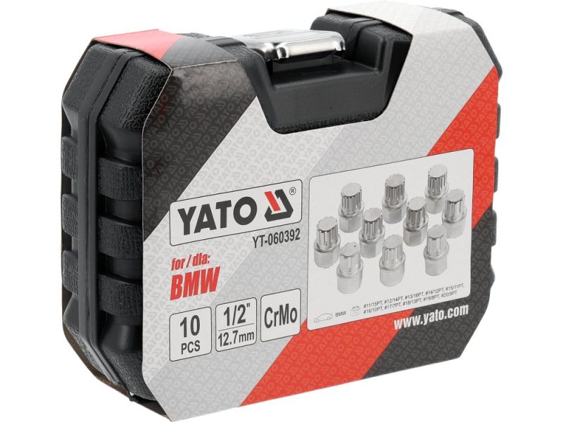 Набір головок для секретних болтів BMW 1/2" YATO YT-060392, 10 предметів, CrMo