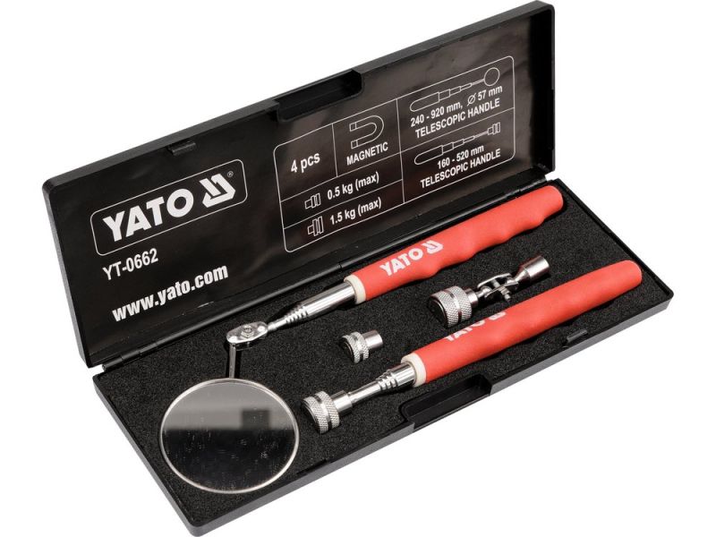 Схоплювач магнітний + зеркало на телескопічних тримачах для огляду YATO, наб. 2 елем. (YT-0662)