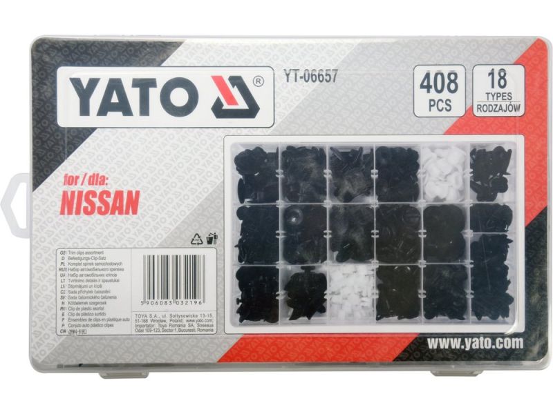 Шпинки для автосалоної обшивки NISSAN YATO, різні, 18 типорозмірів, 418 шт. (YT-06657)