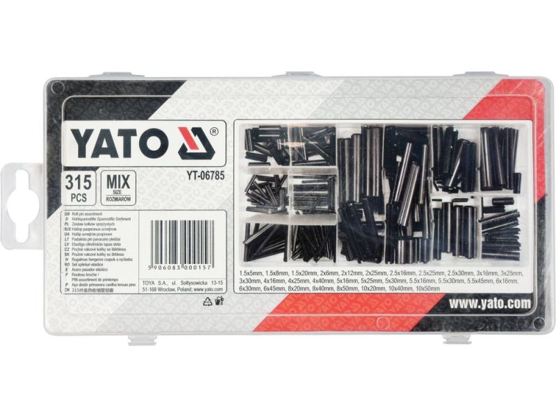 Штифти розрізні YATO; Ø= 1,5 - 10 мм і l= 5 - 50 мм, наб. 315 елем. (YT-06785)
