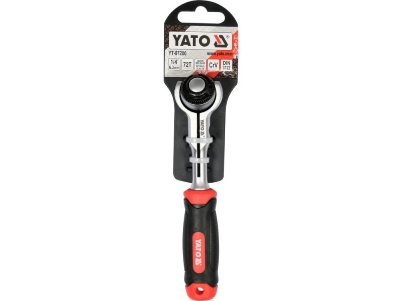 Трещотка 1/4" с поворотной головкой YATO YT-07200