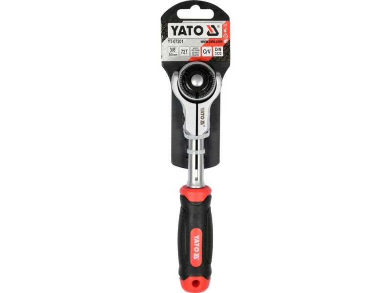 Тріскачка з поворотною головкою 3/8" YATO YT-07201, 195 мм