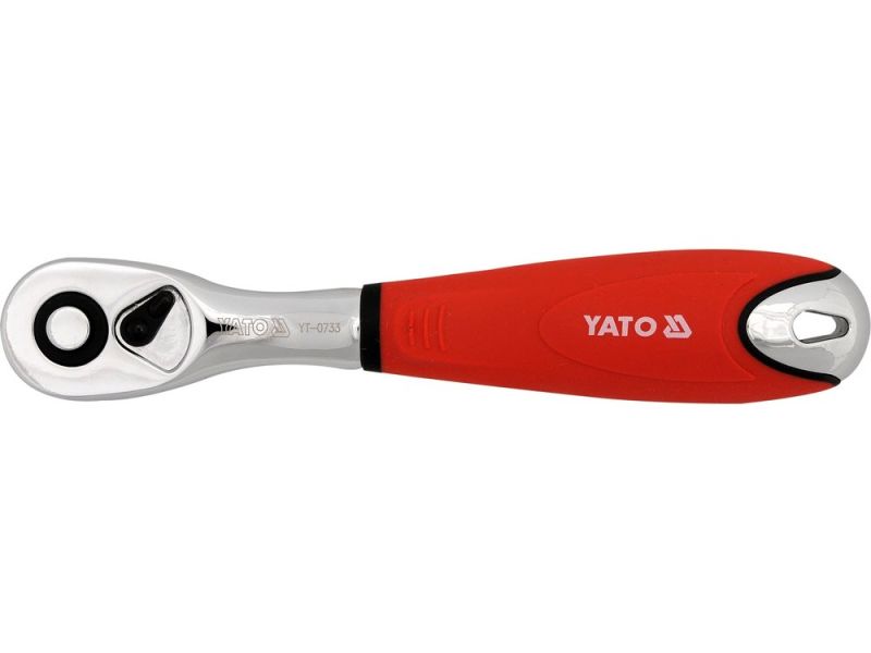 Трещотка 1/4" изогнутая YATO YT-0733, резин. рукоятка, 155 мм