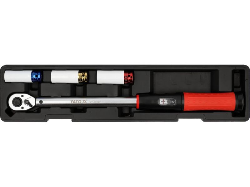 Ключ динамометричний до колісних болтів YATO 1/2, F= 40-220 Нм, l= 515 мм з головками, 4 ел (YT-07847)