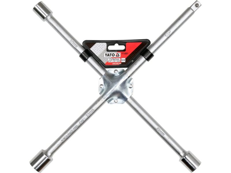 Ключ колісний хрестовий 17×19×21 мм та 1/2" YATO YT-0801, сталь 40CrV