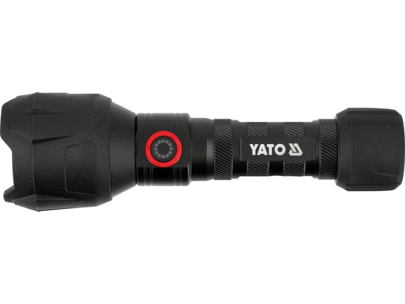 Фонарь ручной с прорезиненным корпусом YATO от аккумулятора Li-Ion 3.7 V 2 АГод, 1000 Lm, 2 режима (YT-085614)