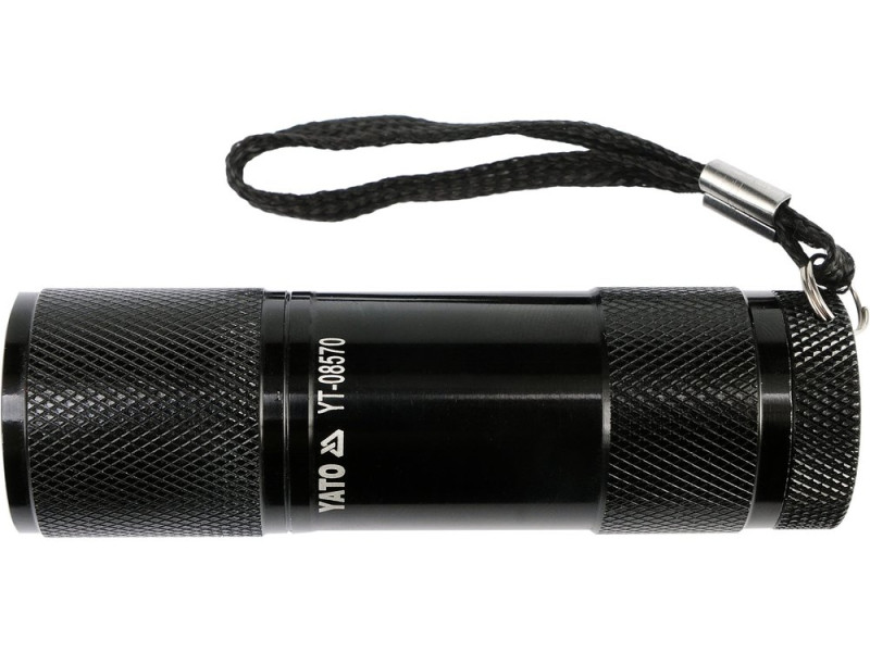Ліхтар ручний алюмінієвий YATO YT-08570, 9 LED, 85×25 мм, батарейки AAA
