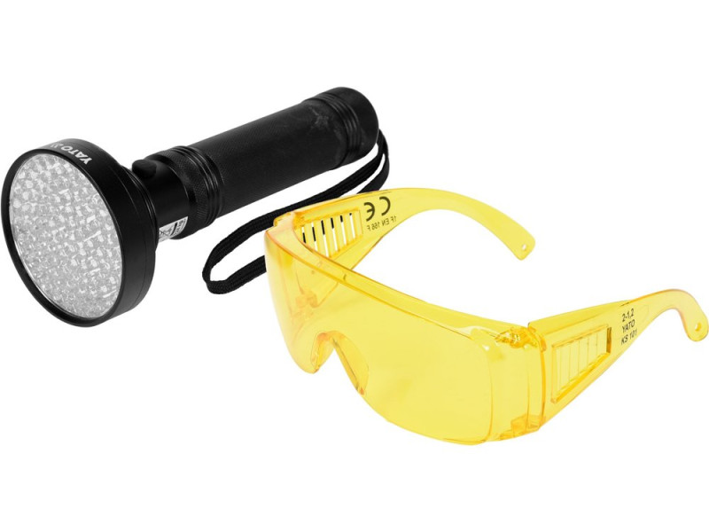 Лампа ультрафиолетовая 100 LED YATO YT-08582, 395 нм, 6xAA, очки в комплекте