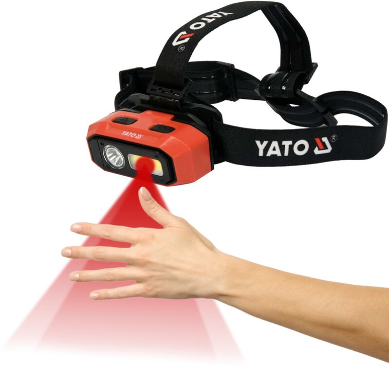 Фонарь налобный аккумуляторный YATO YT-08594, 800 лм, IP54, 2200 мА·ч