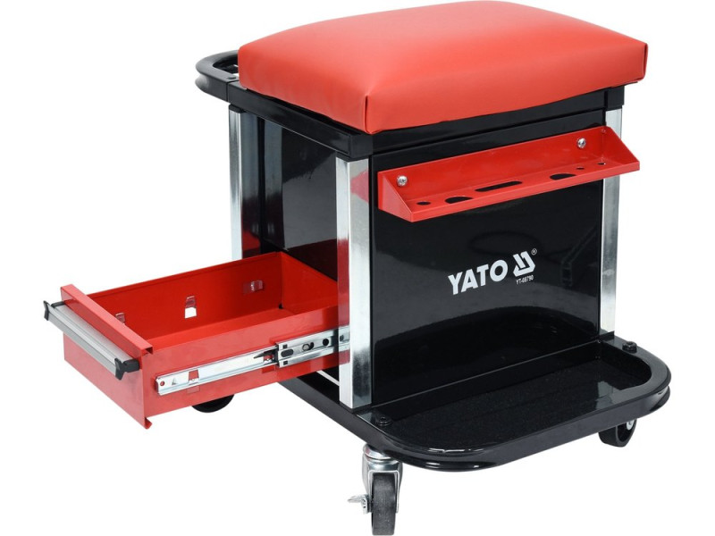Табурет на колесах YATO з 2 шуфлядами, 530 x 470 x 360 мм, 150 кг (YT-08790)