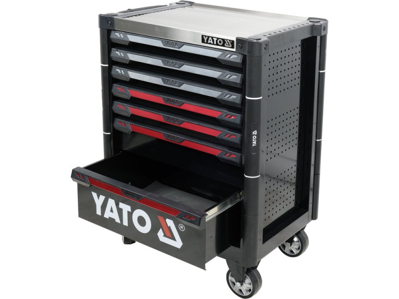 Шкаф-тележка для инструментов YATO с 7 ящиками, 977x 725x 480 мм, 2 ключа, 4 колеса с тормозами (YT-09032)