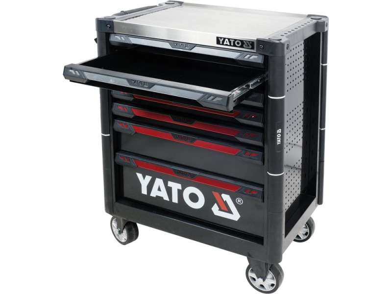 Шкаф-тележка для инструментов YATO с 7 ящиками, 977x 725x 480 мм, 2 ключа, 4 колеса с тормозами (YT-09032)