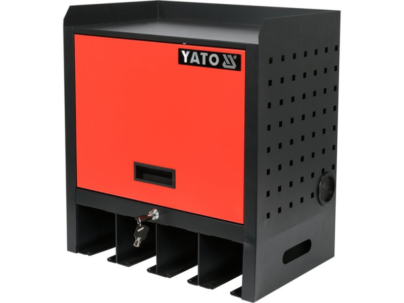 Шкаф для электроинструмента YATO 480x430x280 мм, 4 гнезда, 2 ключа, металлический (YT-09093)
