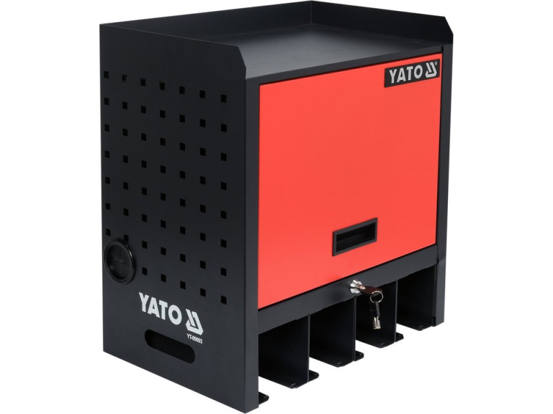 Шкаф для электроинструмента YATO 480x430x280 мм, 4 гнезда, 2 ключа, металлический (YT-09093)