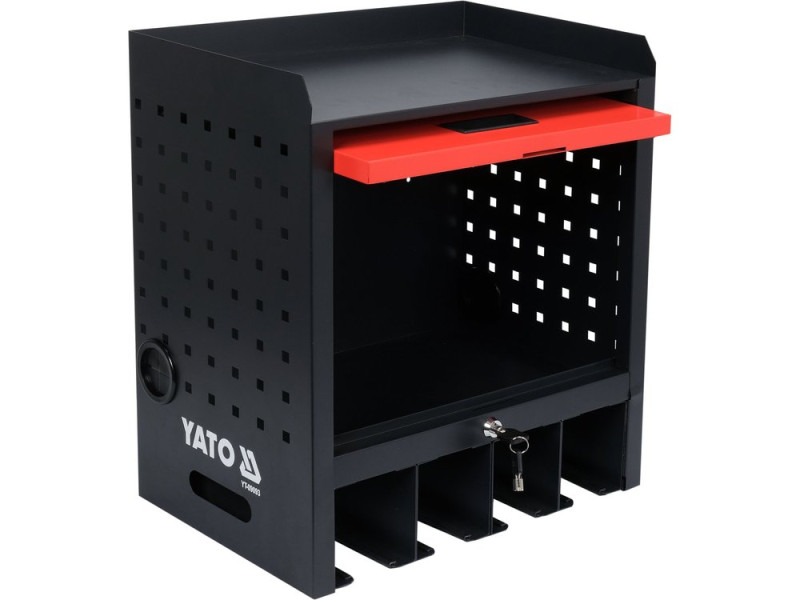 Шкаф для электроинструмента YATO 480x430x280 мм, 4 гнезда, 2 ключа, металлический (YT-09093)