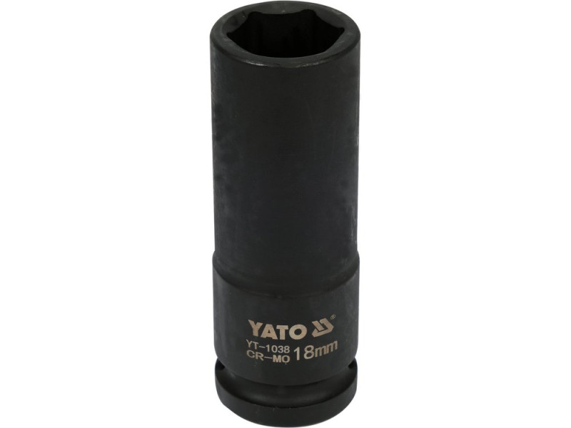Головка торцева ударна 1/2" 18 мм YATO YT-1038, 6-гранна, довга