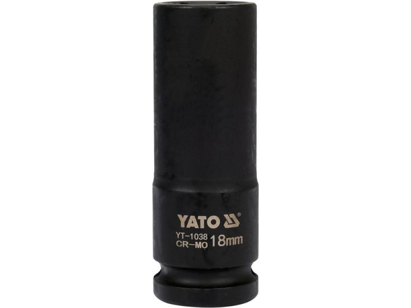 Головка торцева ударна 1/2" 18 мм YATO YT-1038, 6-гранна, довга