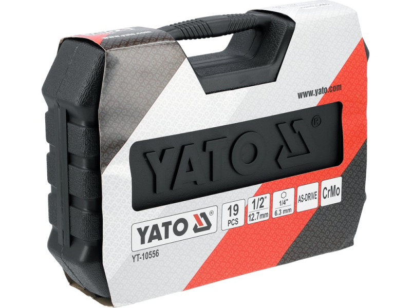 Набір головок торцевих ударних 1/2" YATO YT-10556, 6-гранні, подовжені, 19 предметів