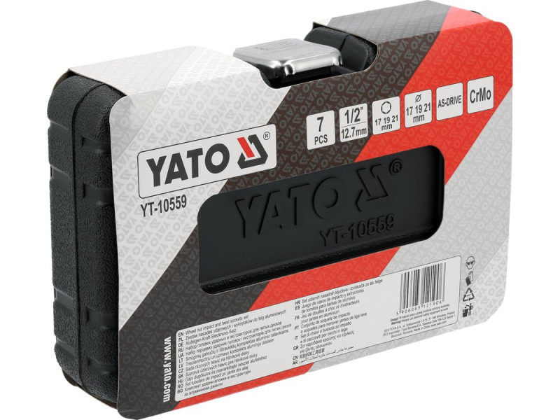 Набір головок торцевих ударних 1/2" 17, 19, 21 мм YATO YT-10559, 6-гранні, для дисків