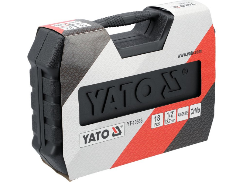 Набір головок торцевих ударних 1/2" YATO YT-10566, 6-гранні довгі, 18 шт
