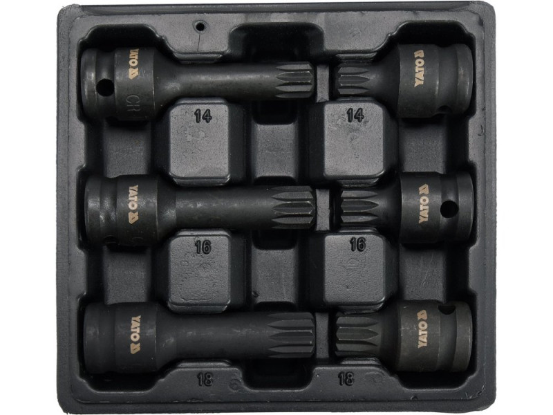Набір головок торцевих ударних з насадками SPLINE YATO YT-10652, 1/2", 6 шт