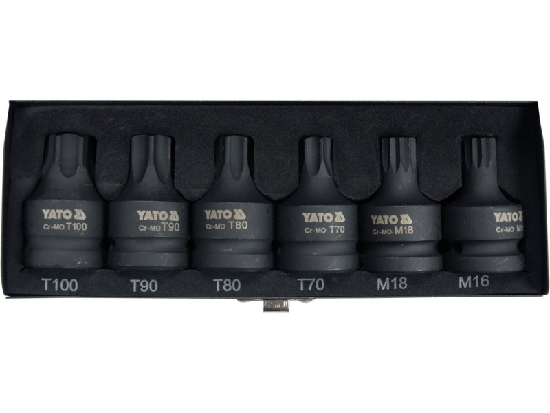 Набір головок торцевих ударних з насадками TORX/SPLINE YATO YT-10653, 3/4", 6 шт
