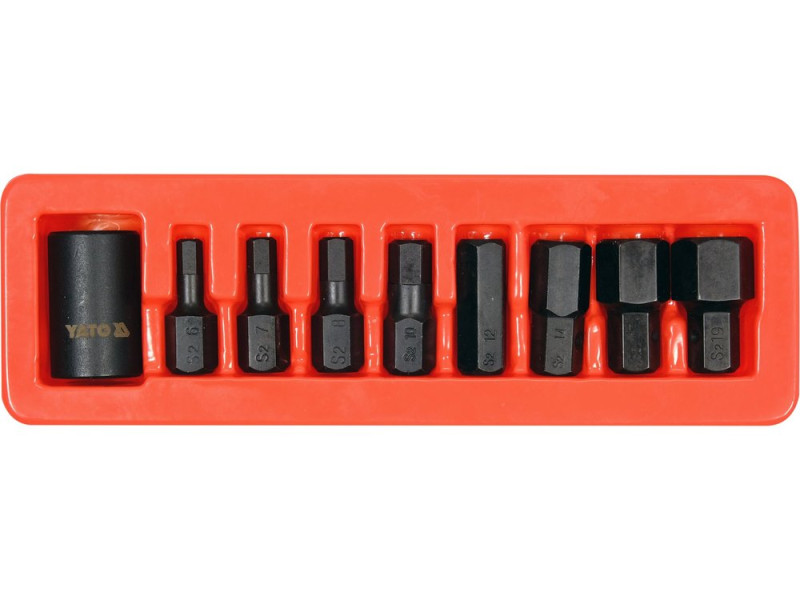 Набір ключів ударних з торцевими головками HEX YATO YT-10662, 1/2", 9 шт