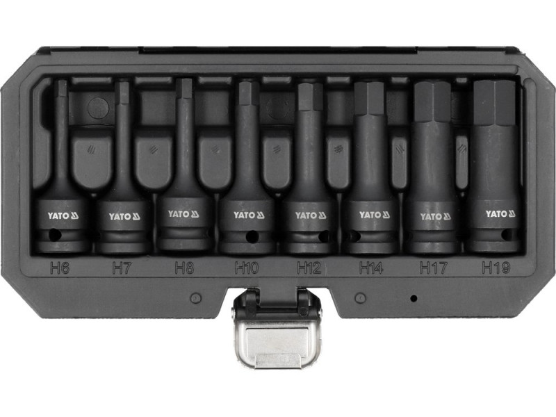 Набір головок торцевих ударних з насадками HEX YATO YT-1066, 1/2", 8 шт