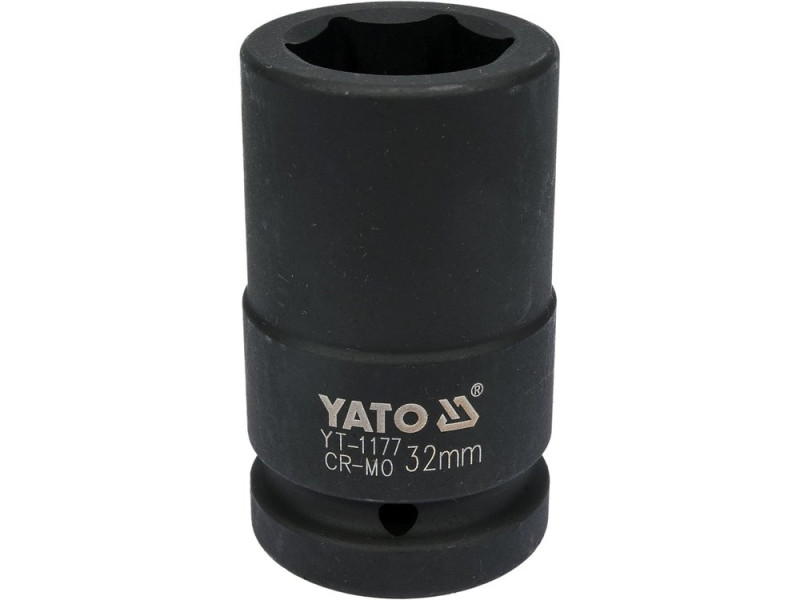 Головка торцевая ударная 6-гранная YATO: удлиненная, квадрат 1", М=32 мм, L=90 мм (YT-1177)