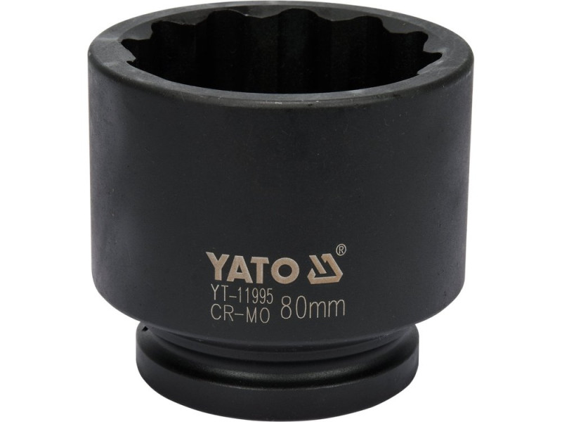 Головка торцева ударна 1" 80 мм 12-гранна YATO YT-11995, для маточин