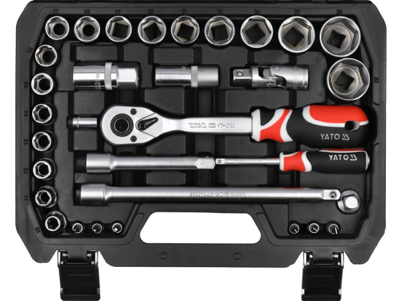 Набір інструментів з тріскачкою 1/4"+1/2" YATO YT-12660, 60 предметів