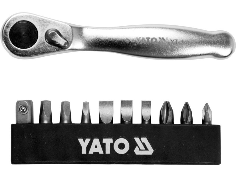 Набор бит с трещоточной отверткой YATO YT-14390, 11 шт