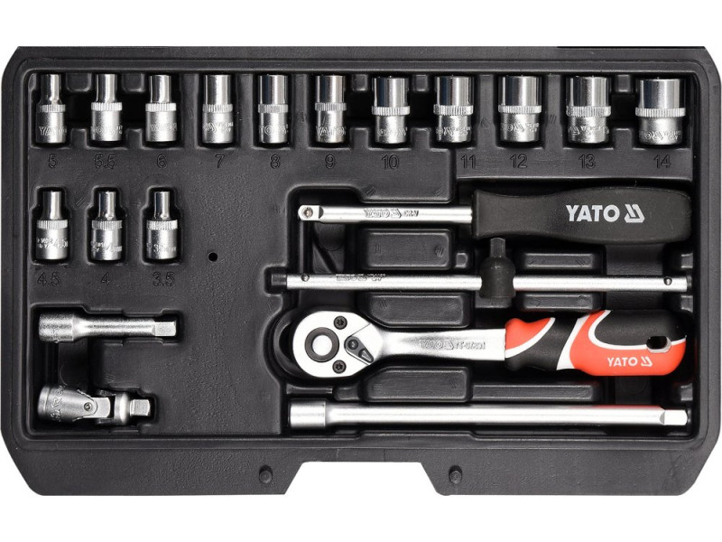 Набір інструментів з тріскачкою 1/4" YATO YT-14491, 20 предметів