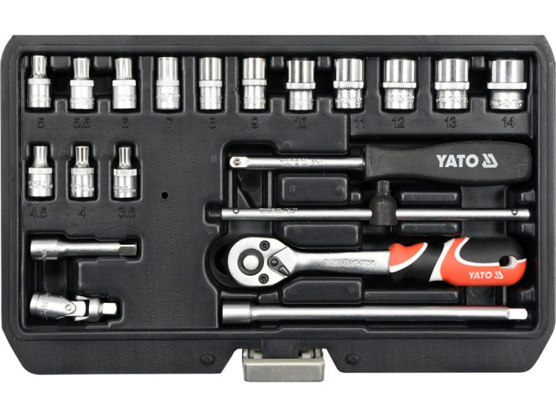 Набір інструментів з тріскачкою 1/4" YATO YT-14491, 20 предметів