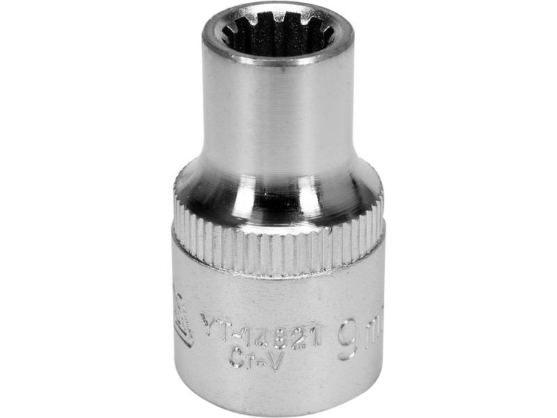 Головка торцева 1/2" 9 мм Spline YATO YT-14821, CrV, довжина 38 мм