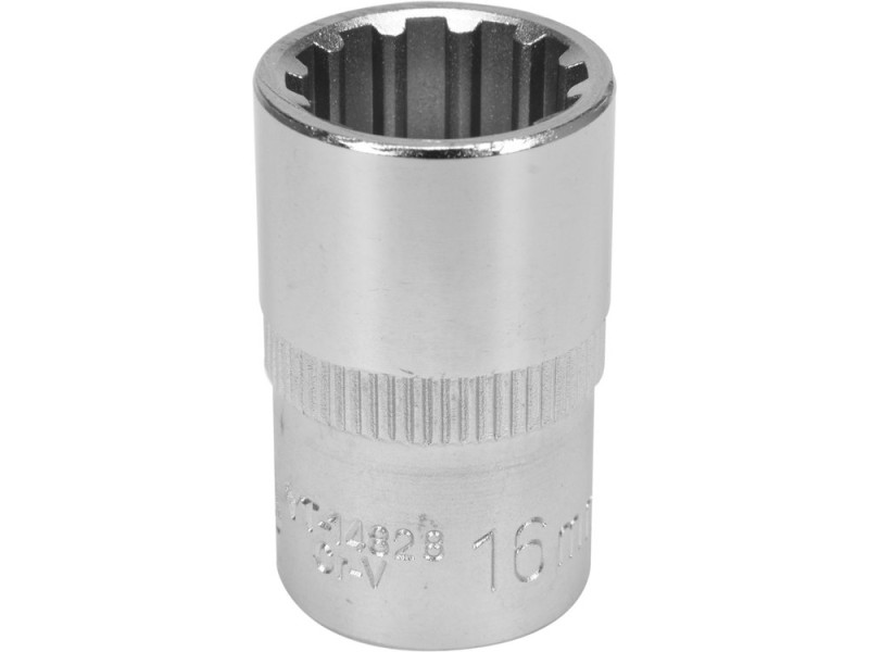 Головка торцевая YATO: квадрат 1/2", SPLINE M16 мм, L=38 мм. CrV (YT-14828)