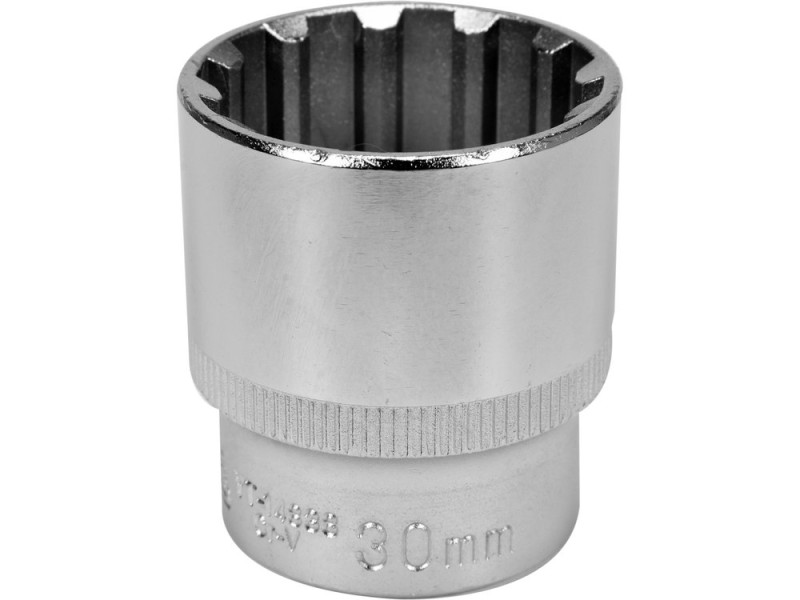 Головка торцевая YATO: квадрат 1/2", SPLINE M30 мм, L=42 мм. CrV (YT-14838)
