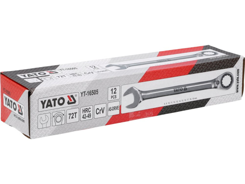 Набір ключів комбінованих з тріскачкою YATO YT-16505, 8-19 мм, 12 шт