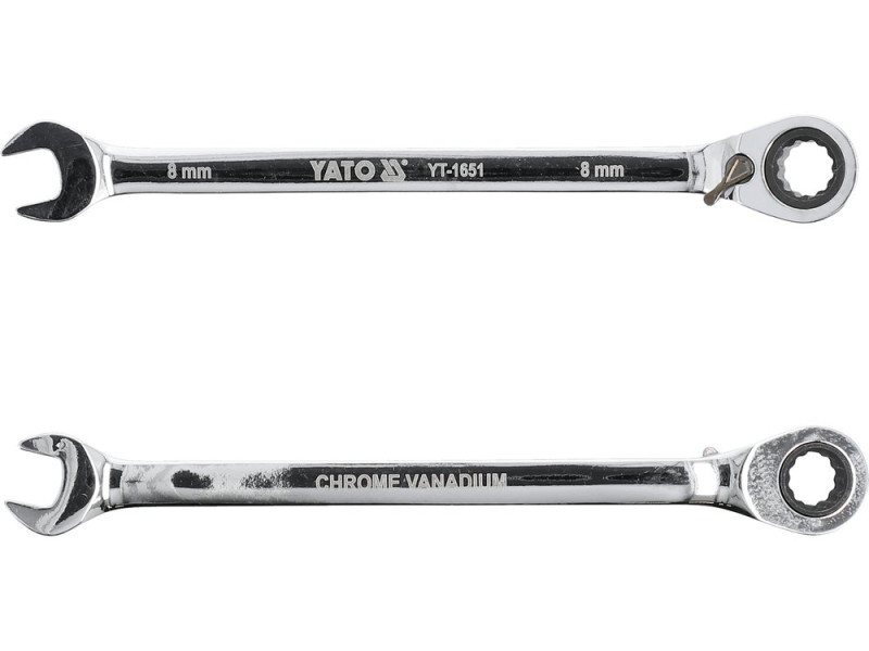 Ключ комбінований з тріскачкою 8 мм YATO YT-1651, 72 зуби, 140 мм, реверс