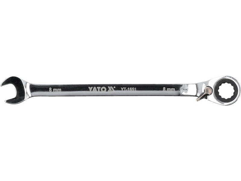 Ключ комбінований з тріскачкою 8 мм YATO YT-1651, 72 зуби, 140 мм, реверс
