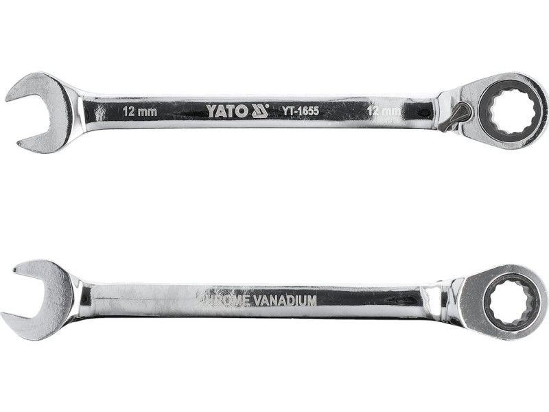 Ключ комбінований з тріскачкою 12 мм YATO YT-1655, 72 зуби, 170 мм, реверс
