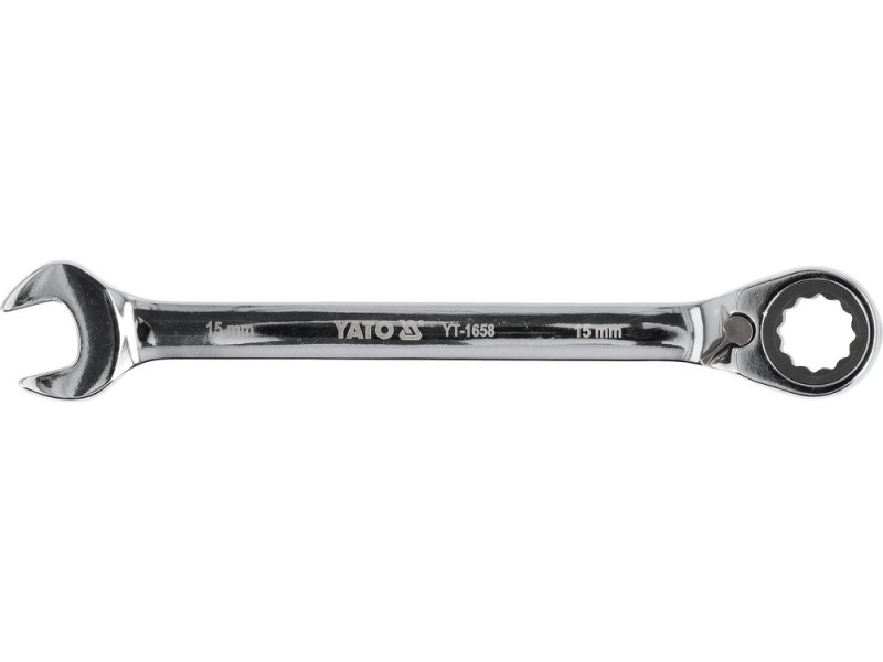 Ключ комбінований з тріскачкою 15 мм YATO YT-1658, 72 зуби, 200 мм, реверс