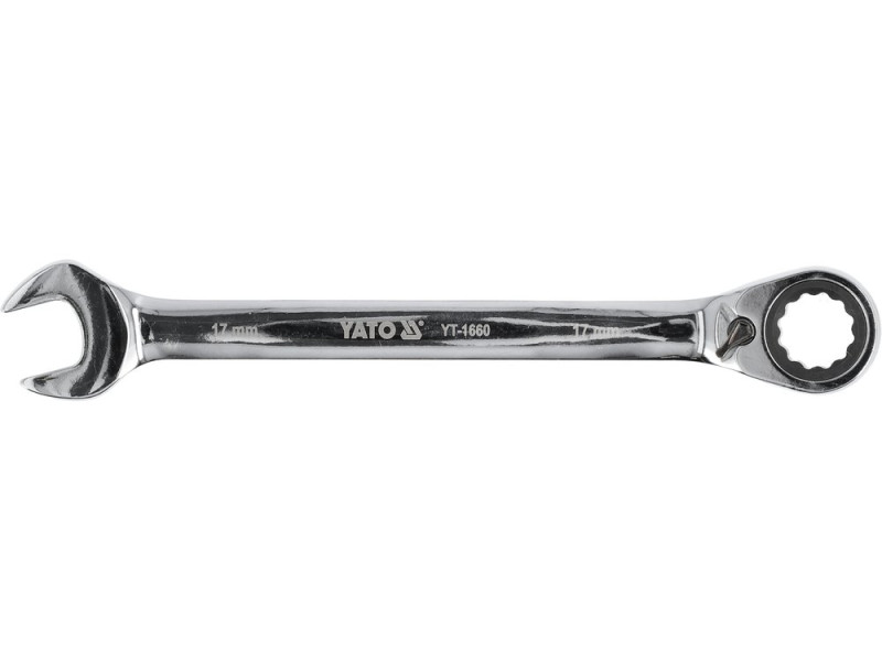 Ключ комбінований з тріскачкою 17 мм YATO YT-1660, 72 зуби, 225 мм, реверс