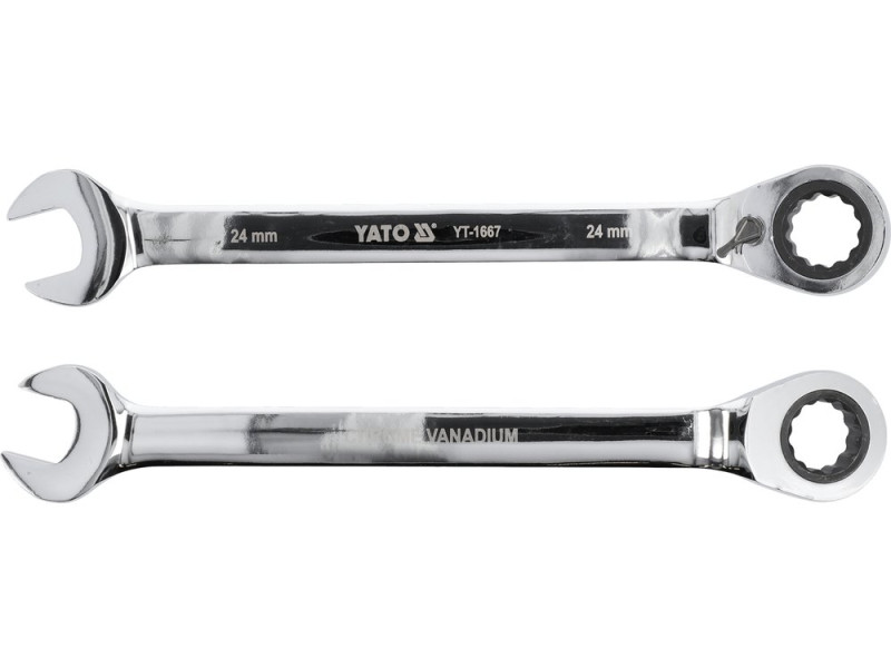 Ключ комбінований з тріскачкою 24 мм YATO YT-1667, 72 зуби, 330 мм, реверс