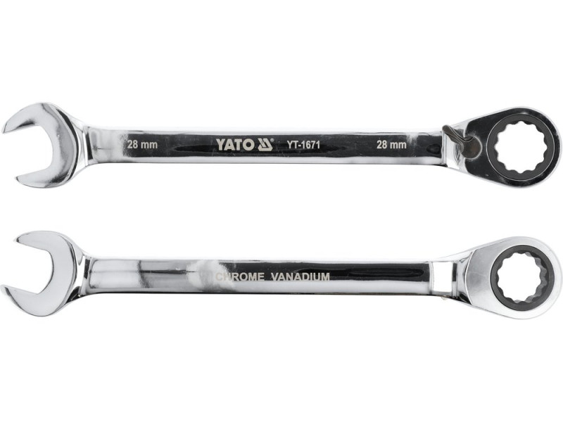 Ключ комбінований з тріскачкою 28 мм YATO YT-1671, 72 зуби, 360 мм, реверс