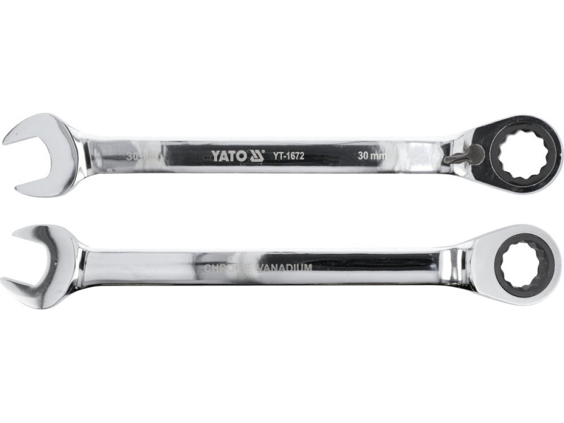 Ключ комбінований з тріскачкою 30 мм YATO YT-1672, 72 зуби, 400 мм, реверс